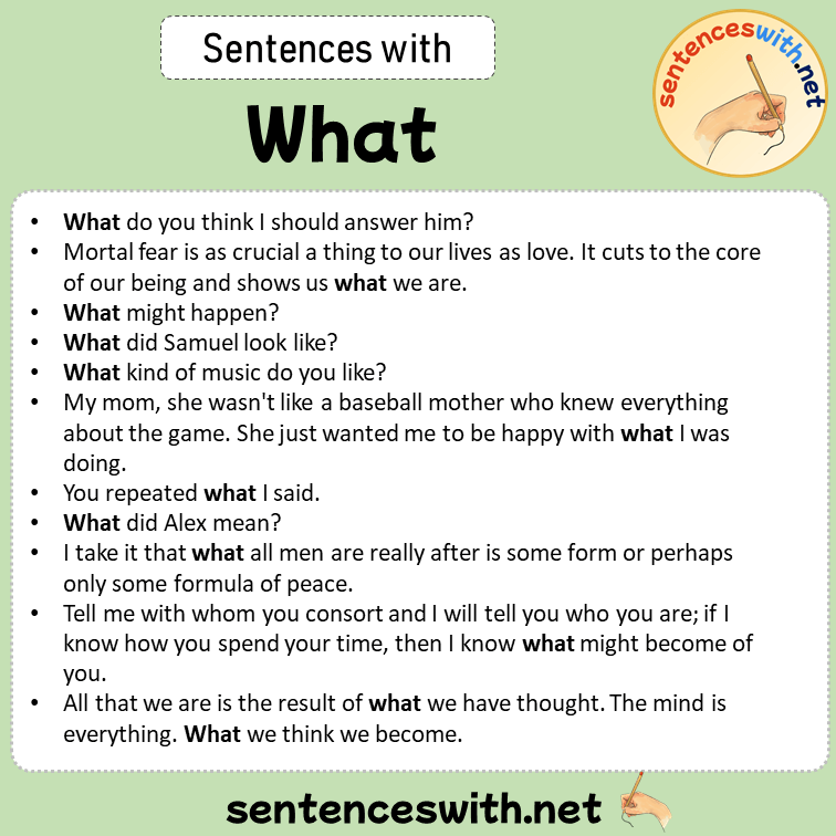 Sentences with What, Sentences about What in English