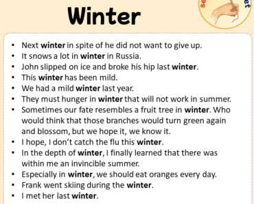 Sentences with Winter, Sentences about Winter in English