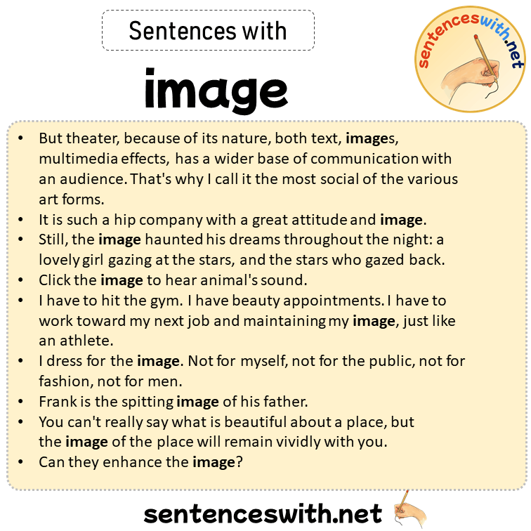 Sentences with image, Sentences about image in English
