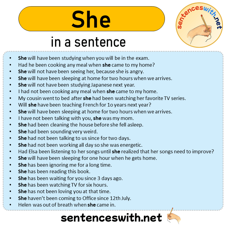 She in a Sentence, Sentences of She in English