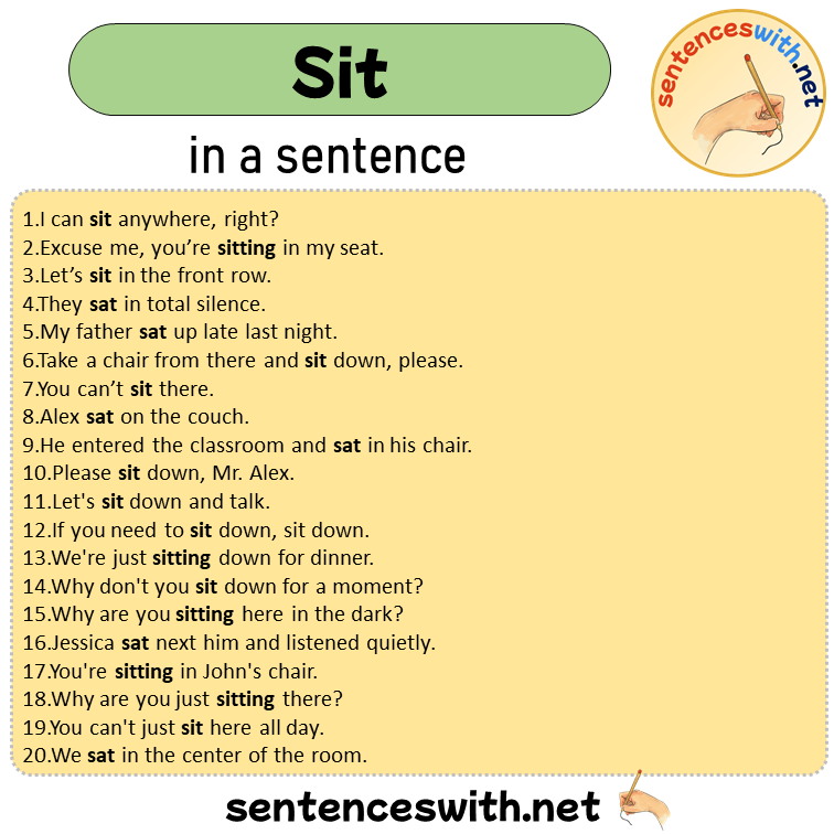 Sit in a Sentence, Sentences of Sit in English