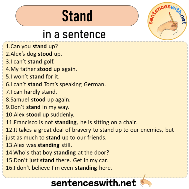 Stand in a Sentence, Sentences of Stand in English
