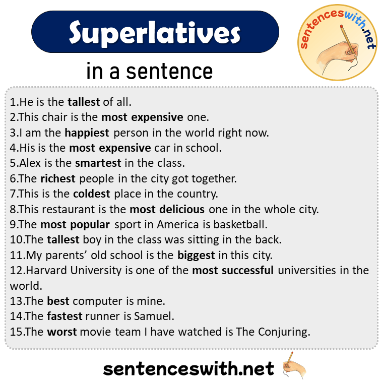 Superlatives in a Sentence, Sentences of Superlatives in English