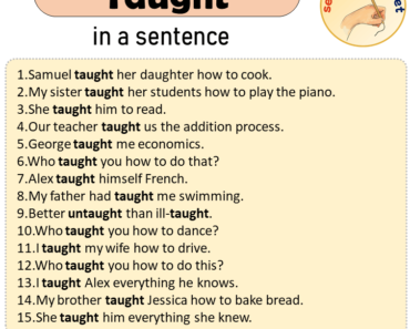 Taught in a Sentence, Sentences of Taught in English