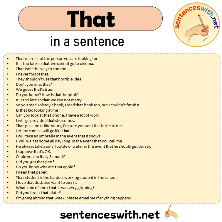 That in a Sentence, Sentences of That in English