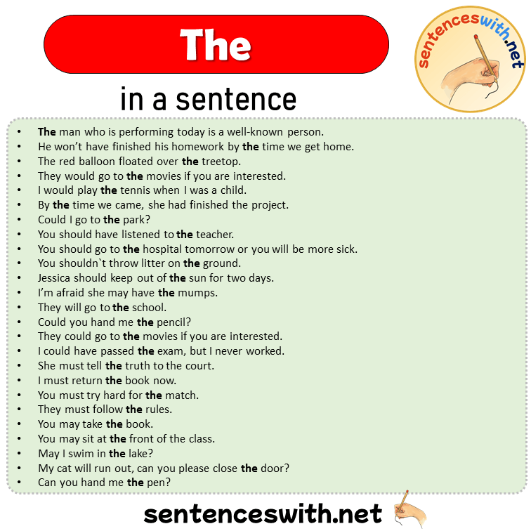 The in a Sentence, Sentences of The in English