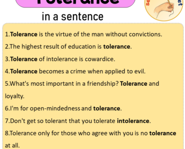 Tolerance in a Sentence, Sentences of Tolerance in English