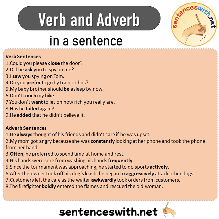 Verb and Adverb in a Sentence, Sentences of Verb and Adverb in English