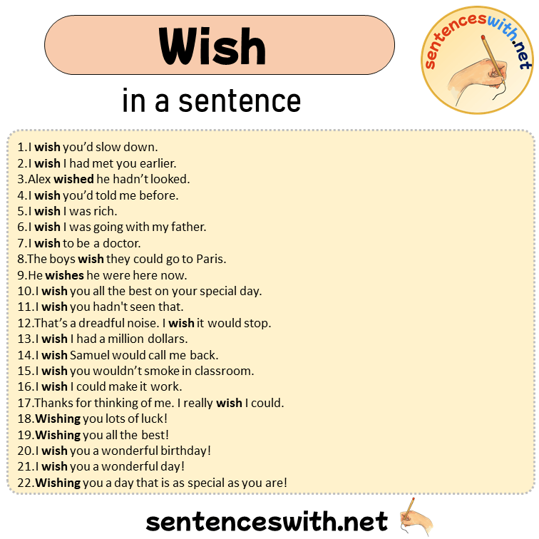Wish in a Sentence, Sentences of Wish in English