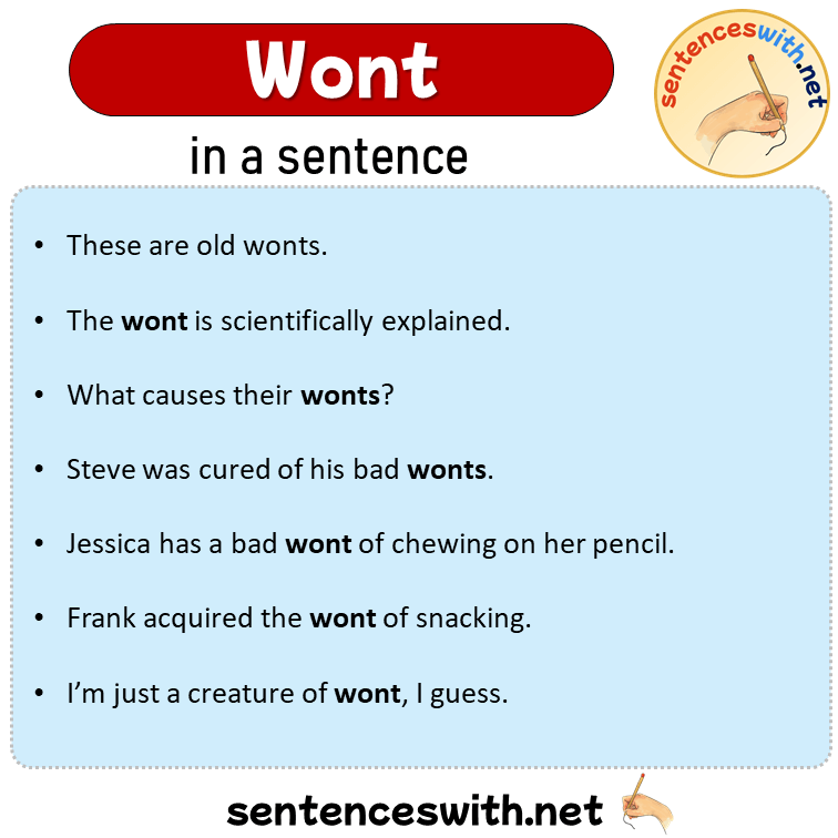 Wont in a Sentence, Sentences of Wont in English