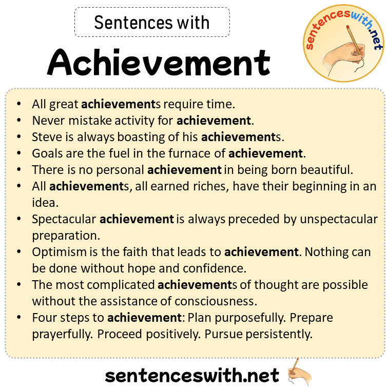 Sentences with Achievement, Sentences about Achievement