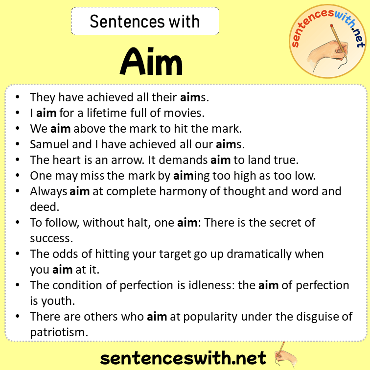 Sentences with Aim, Sentences about Aim