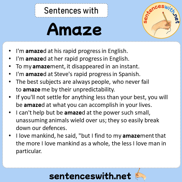 Sentences with Amaze, Sentences about Amaze