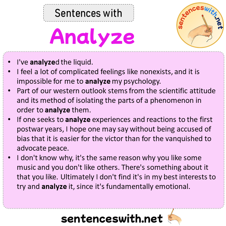 Sentences with Analyze, Sentences about Analyze