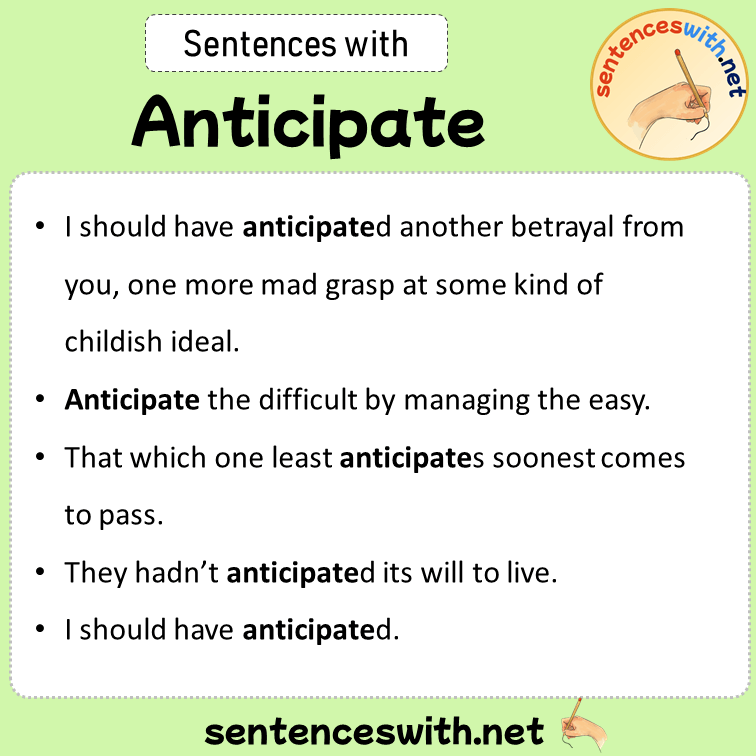 Sentences with Anticipate, Sentences about Anticipate in English
