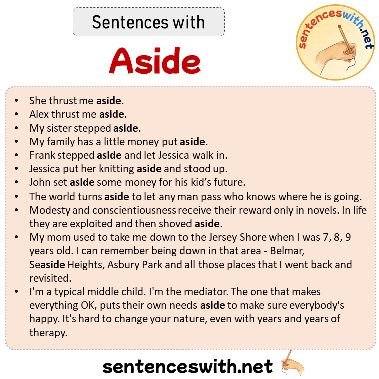 Sentences with Aside, Sentences about Aside in English