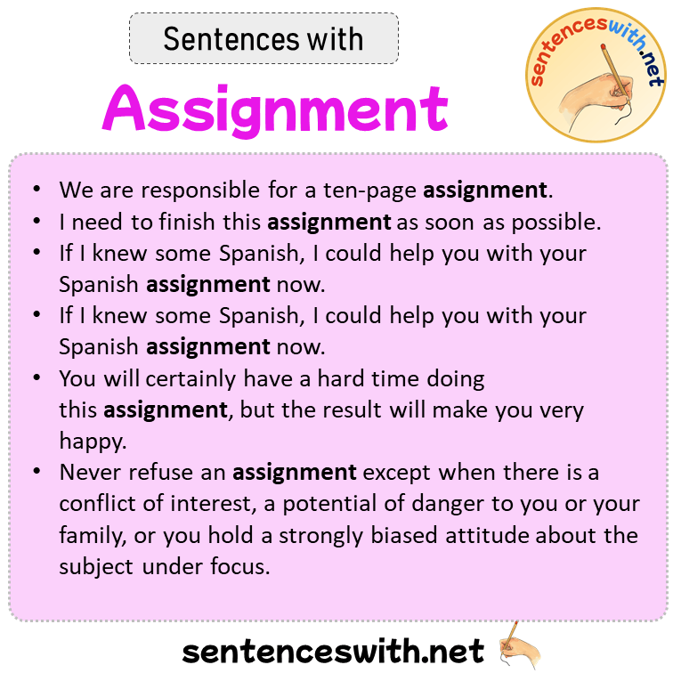 assignment in the sentences