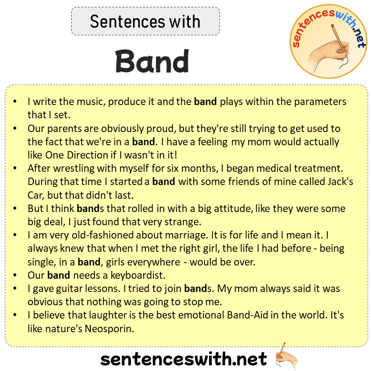 Sentences with Band, Sentences about Band in English