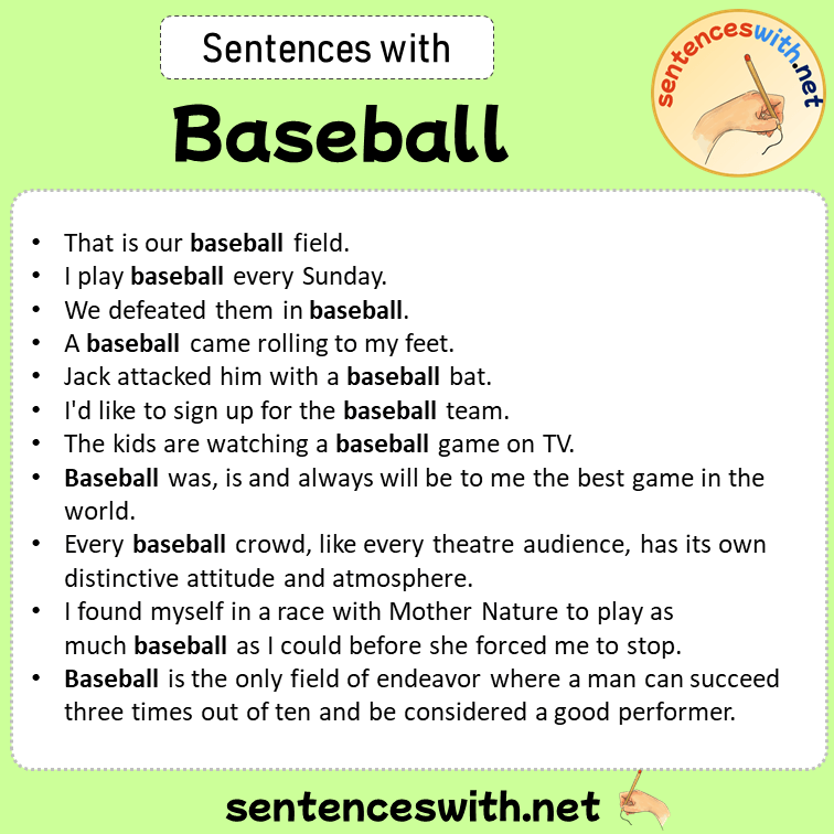 Sentences with Baseball, Sentences about Baseball in English