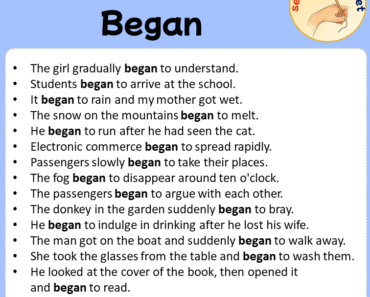Sentences with Began, Sentences about Began