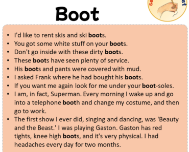Sentences with Boot, Sentences about Boot