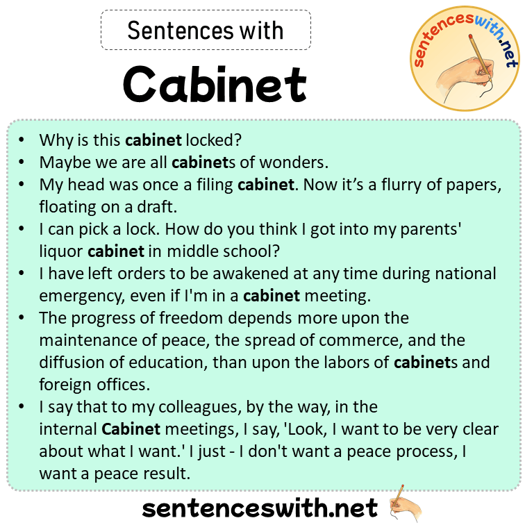 Sentences with Cabinet, Sentences about Cabinet in English