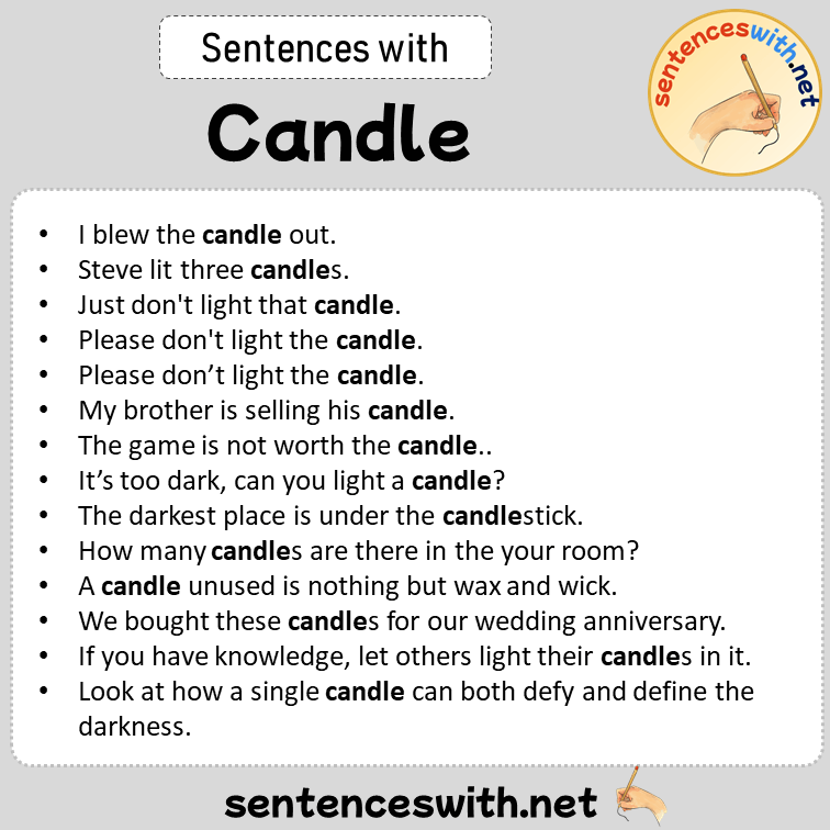 Sentences with Candle, Sentences about Candle in English
