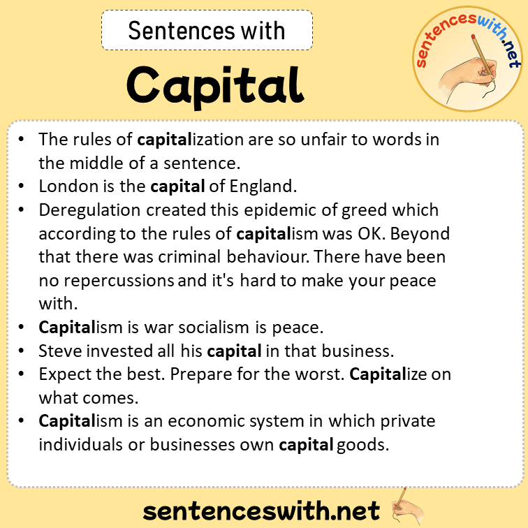 Sentences with Capital, Sentences about Capital in English