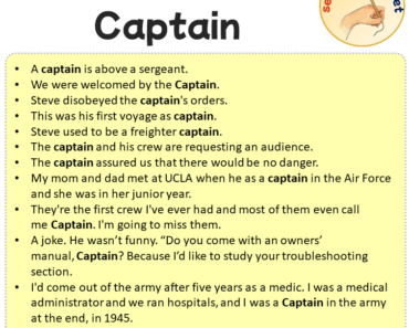 Sentences with Captain, Sentences about Captain