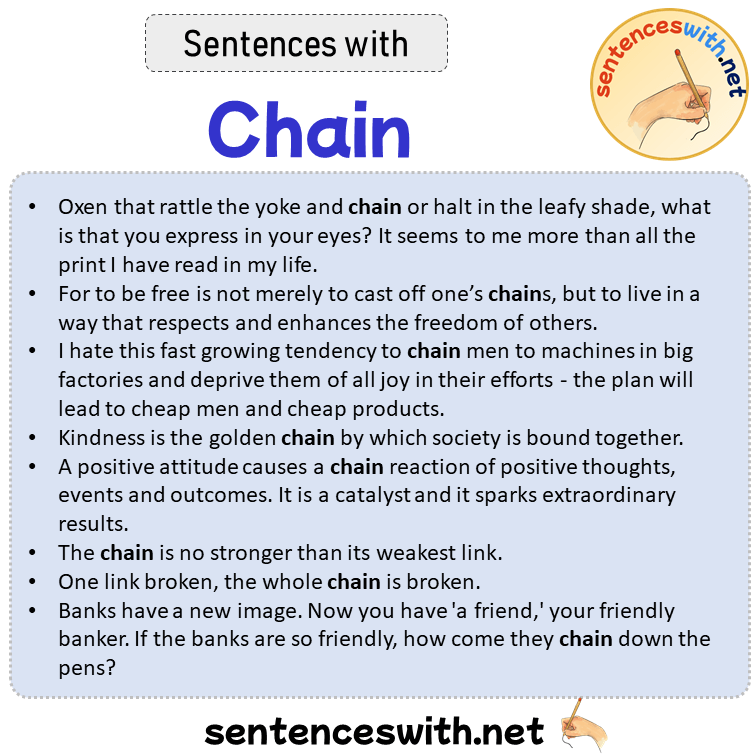 Sentences with Chain, Sentences about Chain in English
