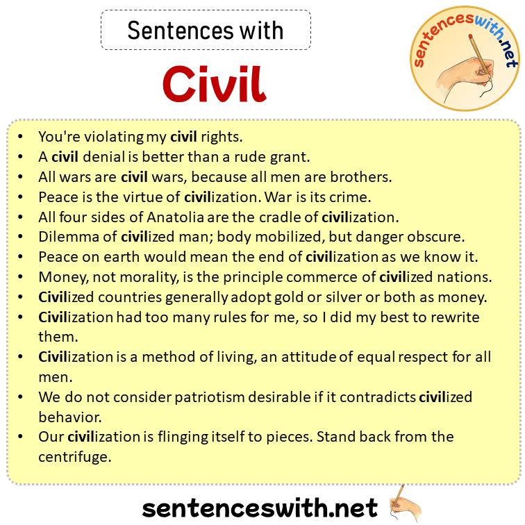 Sentences with Civil, Sentences about Civil in English