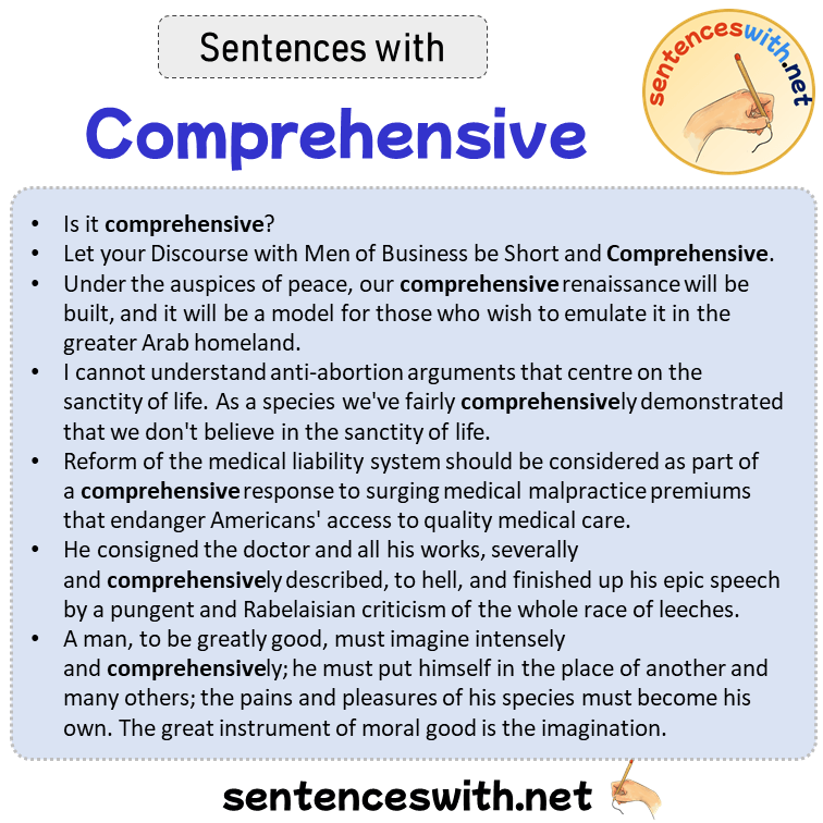Sentences with Comprehensive, Sentences about Comprehensive in English