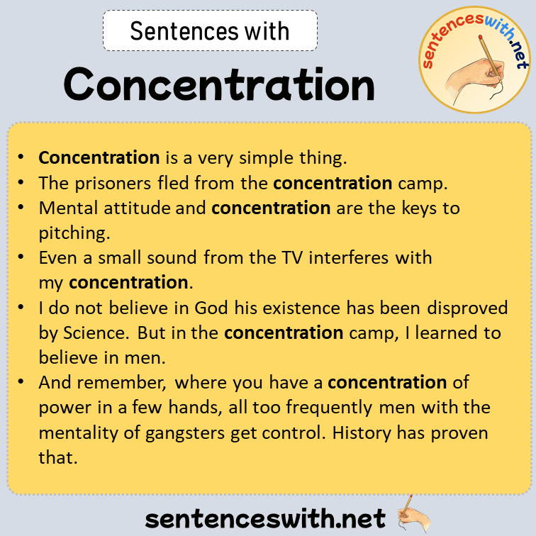 Sentences with Concentration, Sentences about Concentration