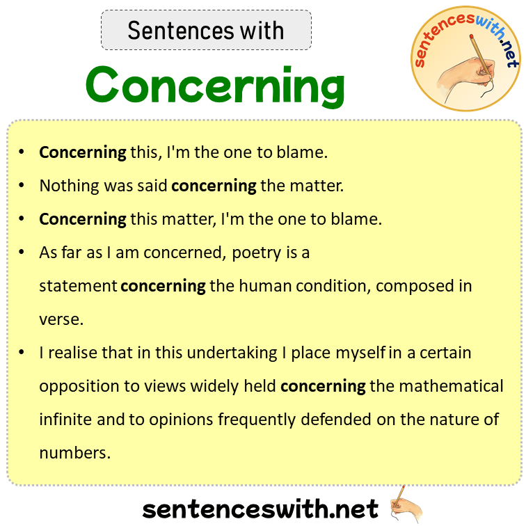 Sentences with Concerning, Sentences about Concerning in English