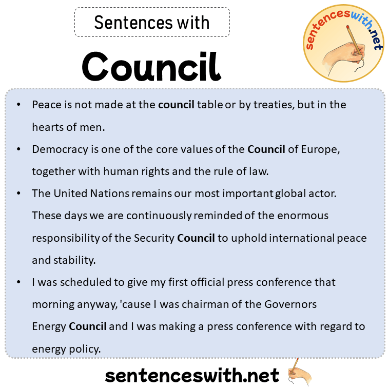 Sentences with Council, Sentences about Council