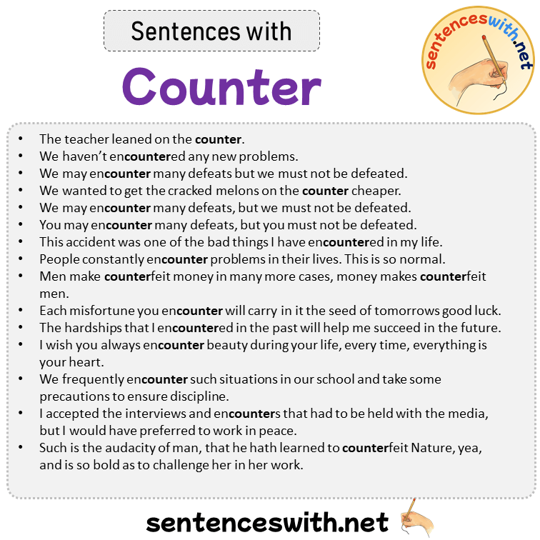 Sentences with Counter, Sentences about Counter in English