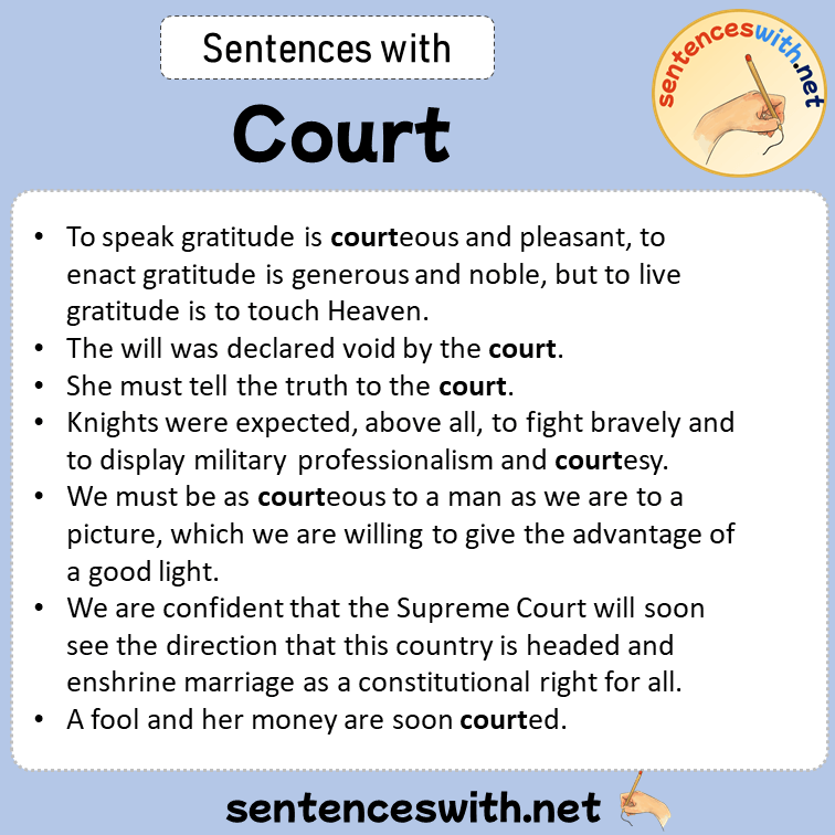 Sentences with Court, Sentences about Court in English