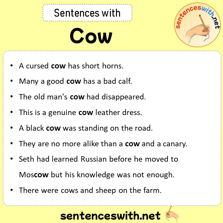 Sentences with Cow , Sentences about Cow