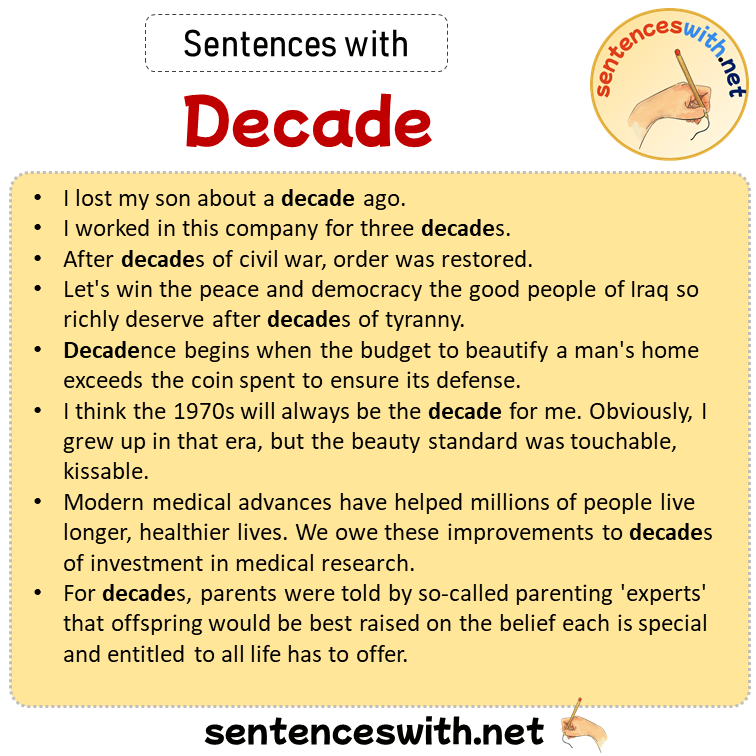 Sentences with Decade, Sentences about Decade