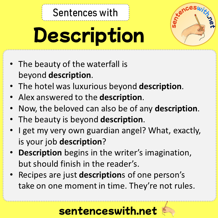 Sentences with Description, Sentences about Description in English