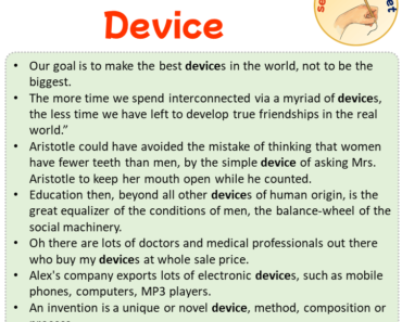 Sentences with Device, Sentences about Device in English