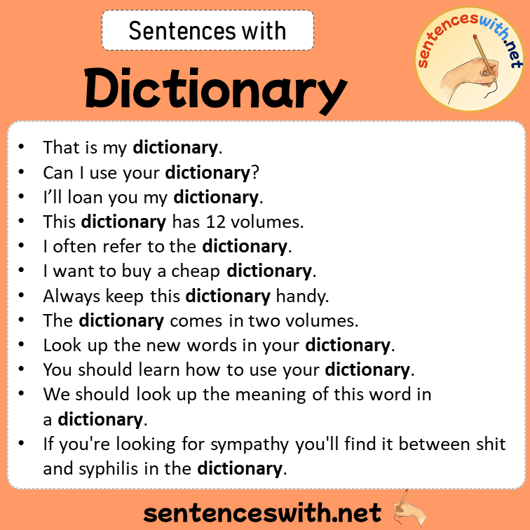Sentences with Dictionary, Sentences about Dictionary