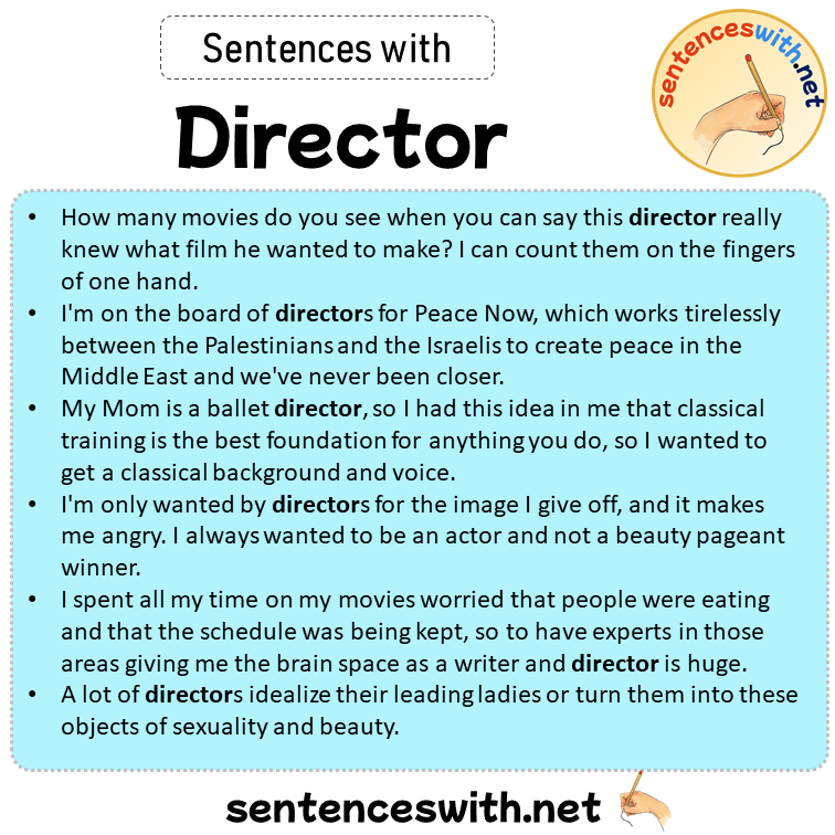 Sentences with Director, Sentences about Director in English