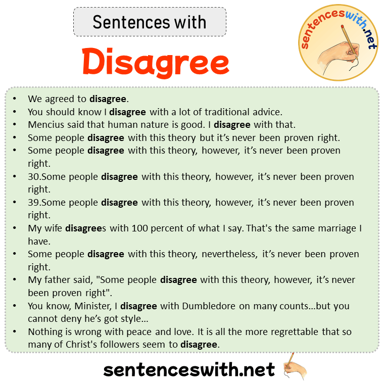 Sentences with Disagree, Sentences about Disagree in English