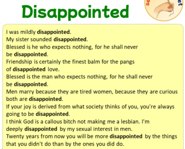 Sentences with Disappointed, Sentences about Disappointed