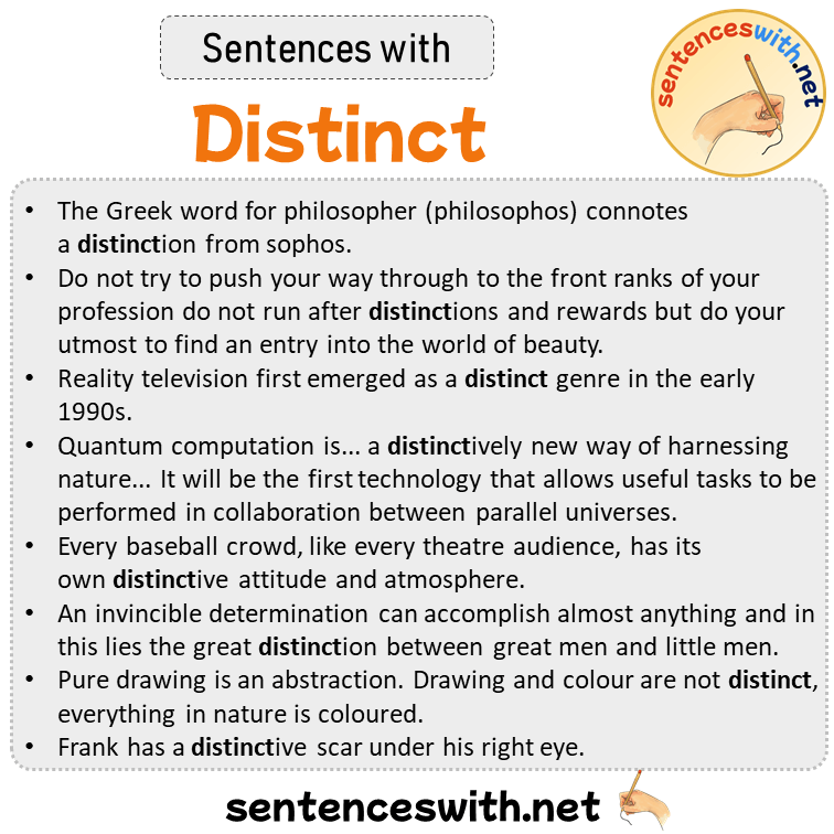 Sentences with Distinct, Sentences about Distinct in English