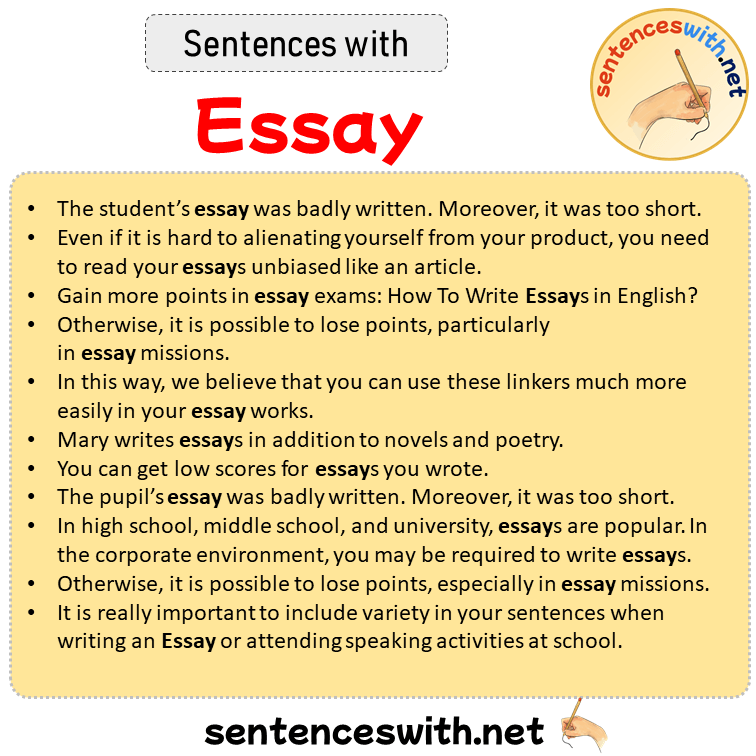 Sentences with Essay, Sentences about Essay in English
