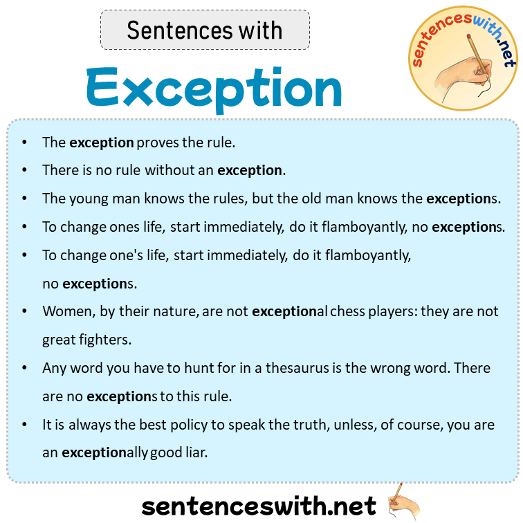 Sentences with Exception, Sentences about Exception