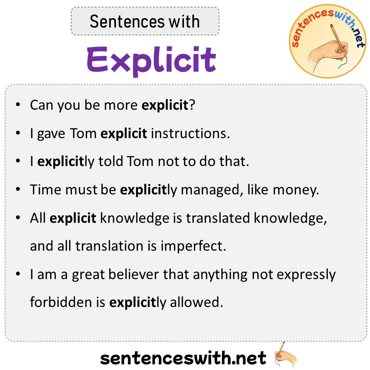 Sentences with Explicit, Sentences about Explicit