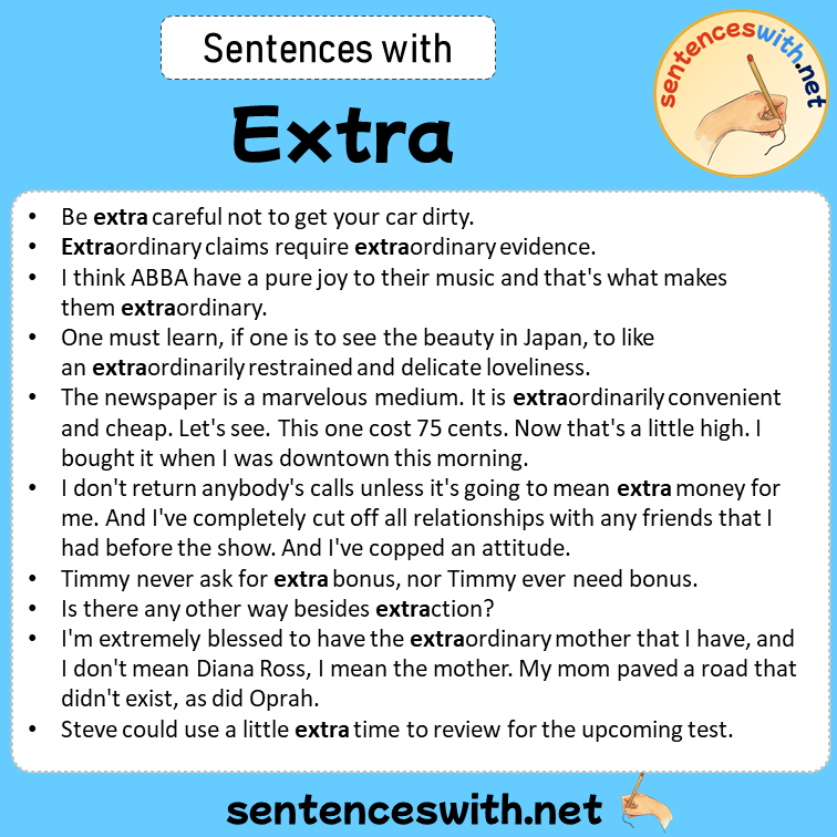 Sentences with Extra, Sentences about Extra in English